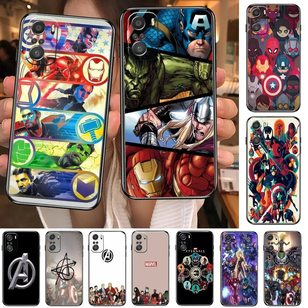 Karikatür Avengers telefon kılıfı xiaomi redmi İçin 11 Lite pro Ultra 10 9 8 MİX 4 KAT 10T Siyah Kapak Silikon Arka Güzel