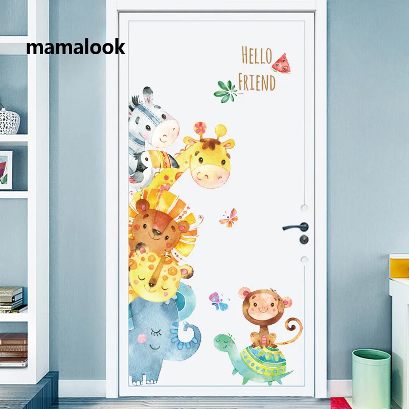 Karikatür Sevimli Hayvanlar Kapı çıkartmalar Anime duvar çıkartmaları Çocuk Odası Oturma odası Dekoratif çıkartmalar Duvar Çıkartmaları Ev Dekor PVC
