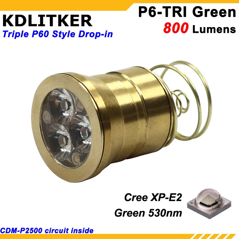 KDLITKER Üçlü Cree XP-E2 Yeşil 530nm 800 Lümen Avcılık LED Drop-in Modülü (Dia. 26,5 mm)