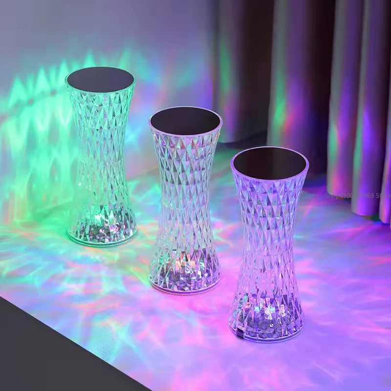 Kristal Masa Lambası gül ışık projektör Cam Rgb ortam ışığı odası taşınabilir dokunmatik Göz koruma Lambası Koridor Başucu Deco