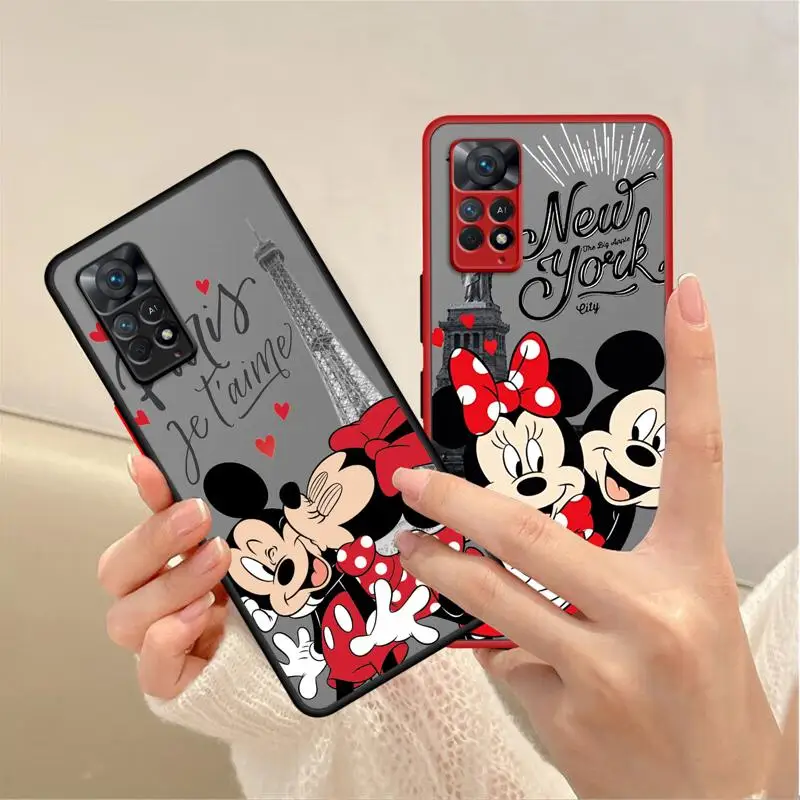 Kılıf Xiaomi Redmi için Not 11 10 9s 8 11t Pro 5G 4G K40 9c 9A Note11 Kenar Yumuşak Trend Capinha Sert Disney Mickey Minnie Paris