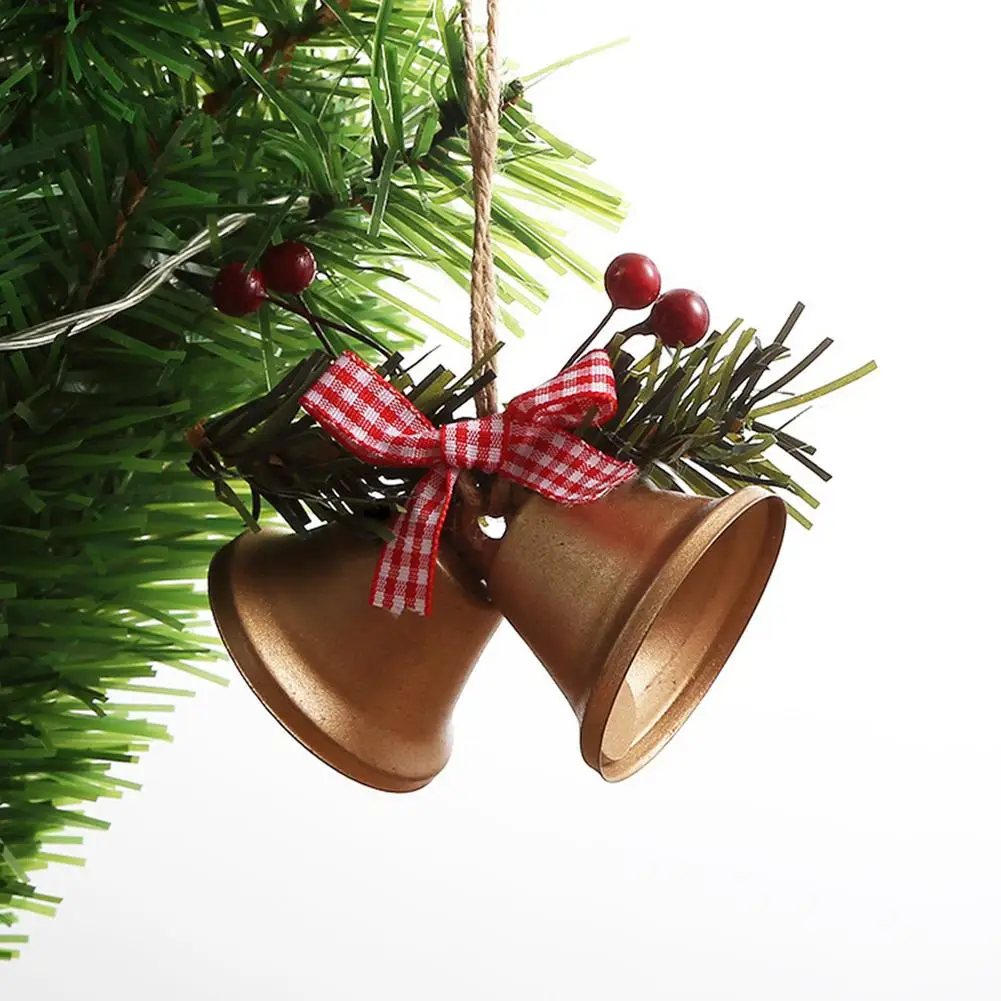 Kırmızı Jingle Bells Noel Ağacı Süsler Parti Dekorasyon Noel Yeşil Beyaz Metal Çan Kolye Kurdele İle