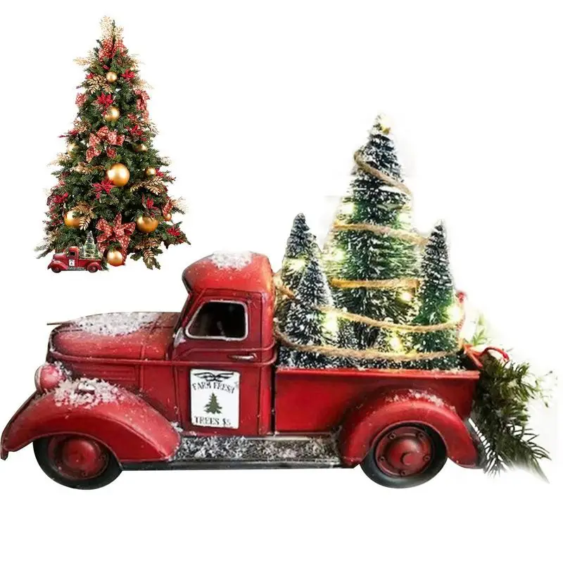 Kırmızı çiftlik kamyonu Noel Dekorasyon Vintage çiftlik kamyonu Noel Centerpiece Dekorasyon Noel Ağaçları Ev Partisi masa süsü