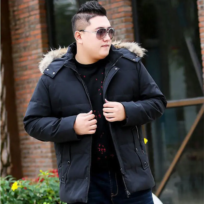 Kış Büyük Boy erkek Orta Uzun Büyük Yaka pamuklu ceket erkek Kapşonlu Siyah Ceket Boyutu S - 10XL Renk: Siyah Kırmızı