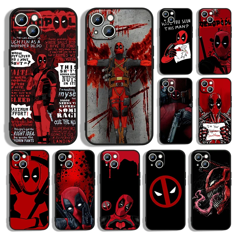 Marvel Deadpool telefon kılıfı İçin Apple iPhone 14 13 12 11 Pro Max mini XS XR X 8 7 6S 6 Artı Siyah Yumuşak Funda Arka Coque