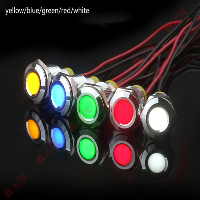 Metal anahtar lamba 10mm su geçirmez kırmızı sarı mavi yeşil beyaz pembe mor 3 6 12 24 36 48 110 220V Vurgulamak göstergesi boncuk Sinyal
