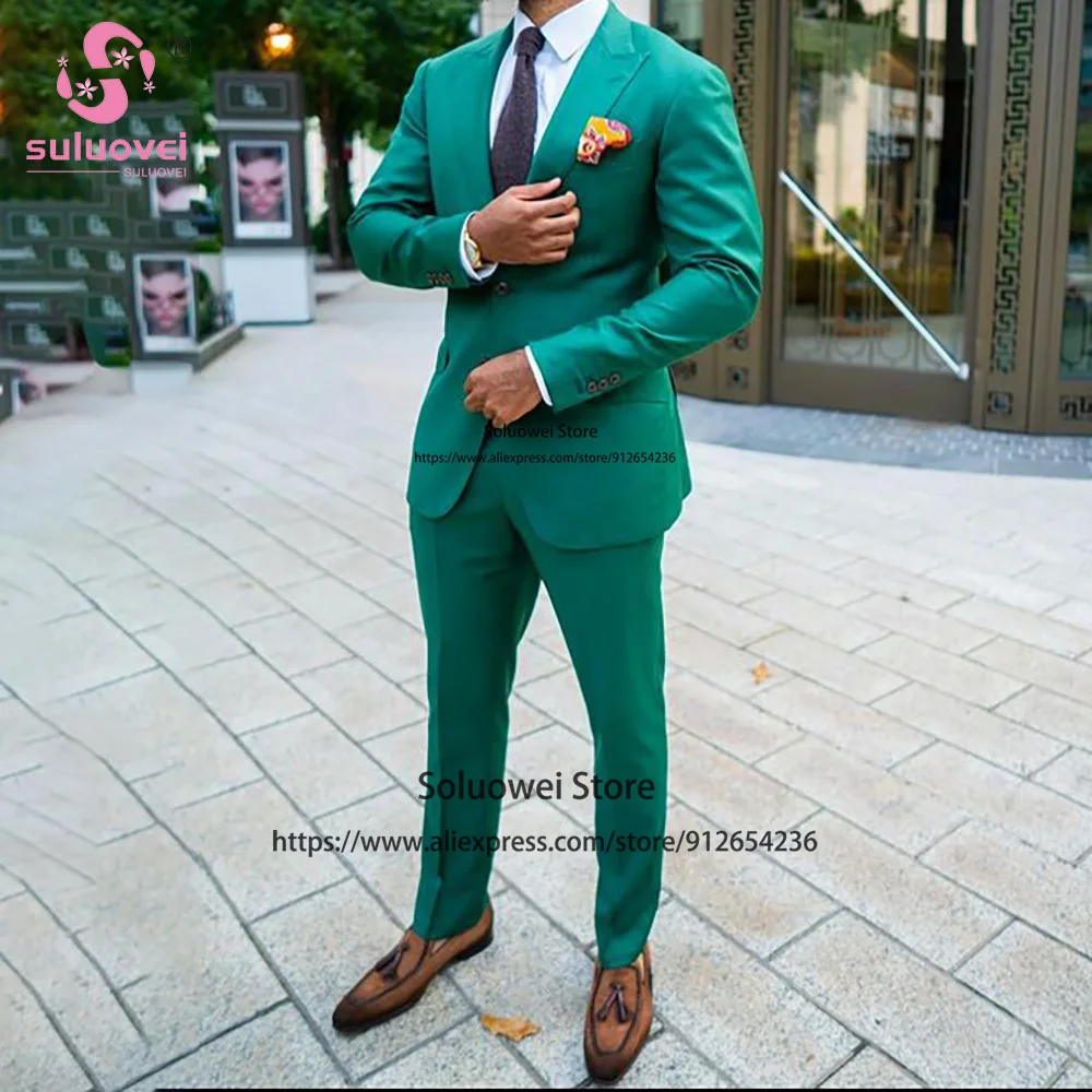 Moda Damat Düğün Takımları Erkekler İçin Slim Fit 2 Parça Ceket ve pantolon seti Erkek Ofis İş Blazer Resmi Doruğa Yaka Smokin