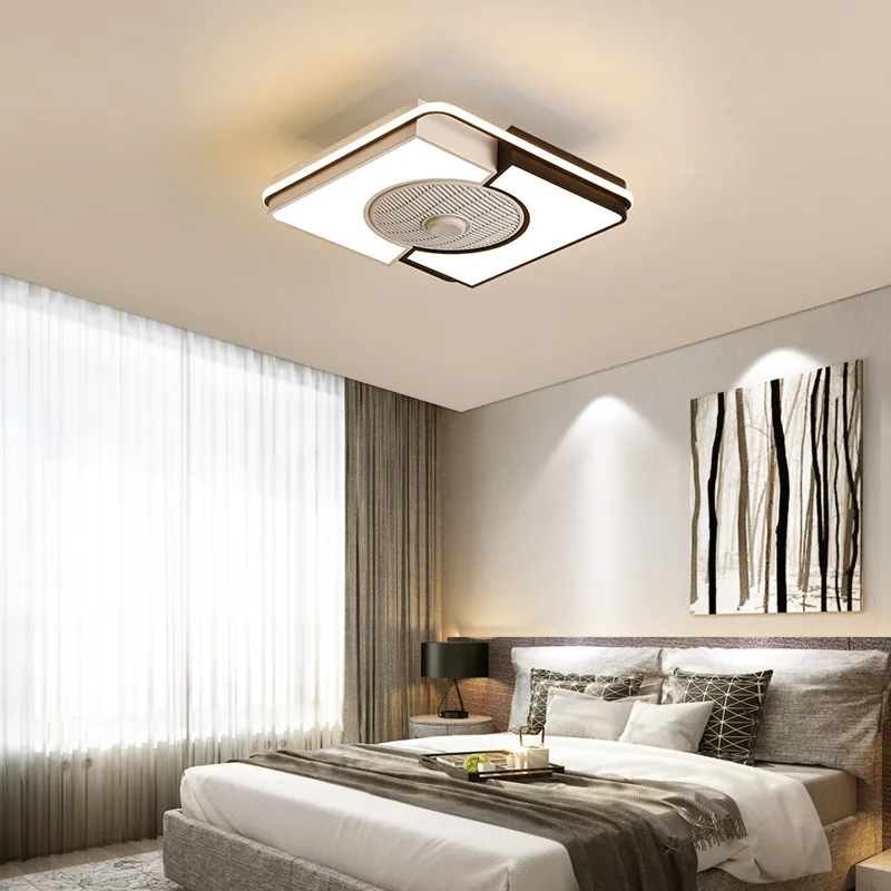 Modern Led Tavan ışıkları Fan ile Kare Ev iç mekan aydınlatması Oturma Odası Yatak Odası için yemek masası Lambası tavan dekorasyonu