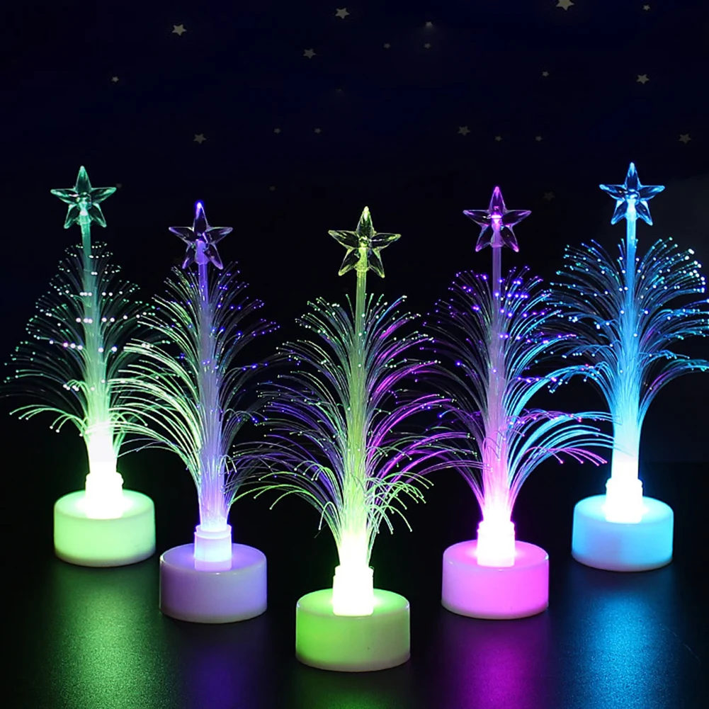 Noel ağacı ışık lamba ev düğün parti dekorasyon renkli değişen Fiber optik ağacı ev yeni yıl masaüstü süslemeleri