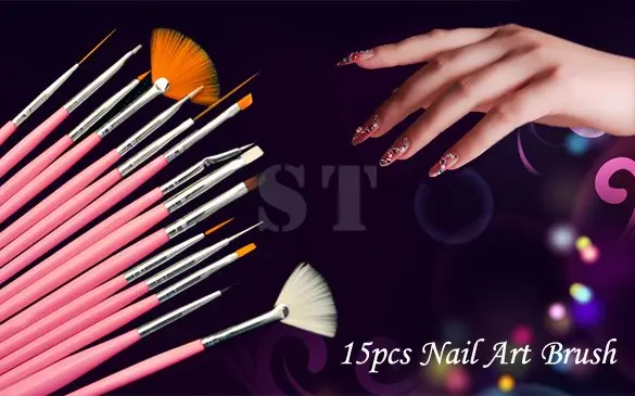 Profesyonel Tırnak Sanat araçları Tasarım Resim Set Fırça Kalem doğal için Mükemmel 15pcs 