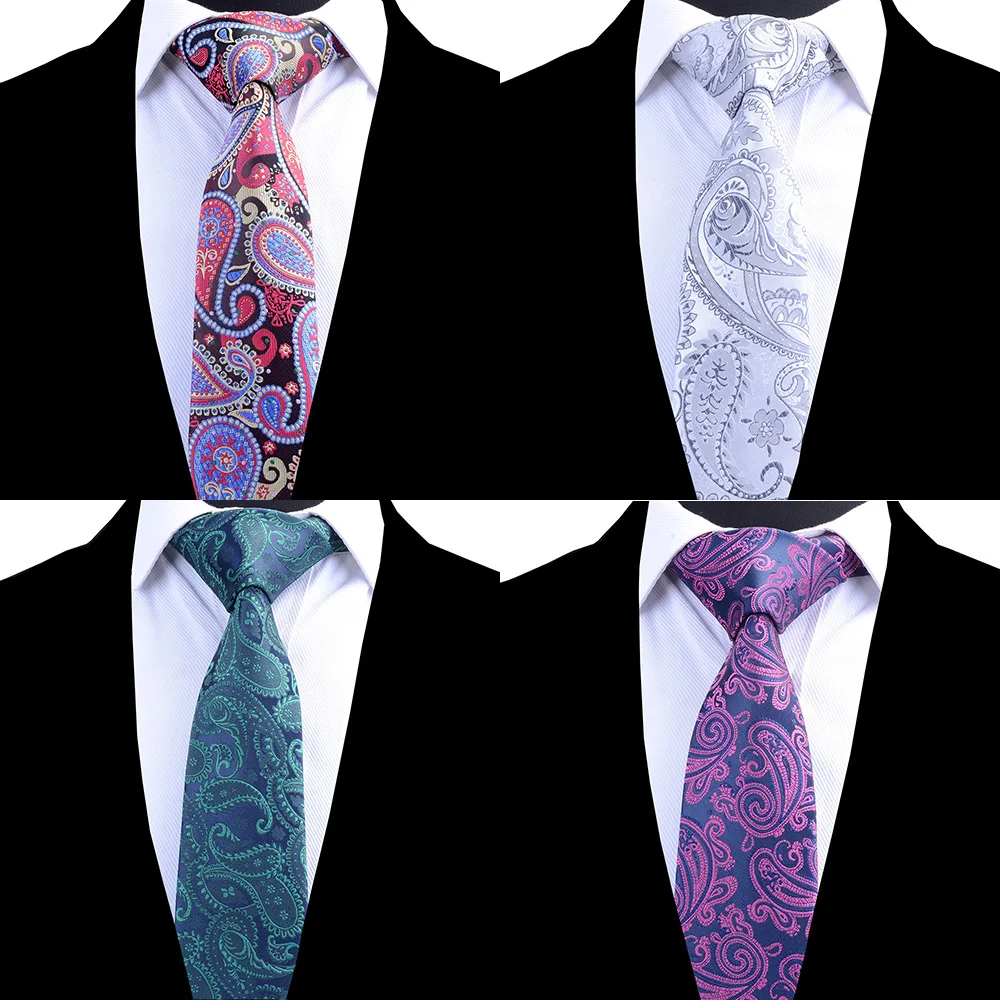 RBOCOTT Erkek Bağları Paisley kravatlar Moda İpek Kravat Sarı Yeşil Siyah Mavi Boyun Bağları Erkekler İçin Düğün İş Parti Aksesuarları