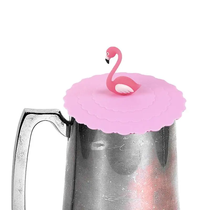 Sevimli Fincan Kapağı kase kapağı Emme Silikon Anti Toz Mühürler Cam Sızdırmaz Flamingo Kupalar çay bardağı Aksesuarları