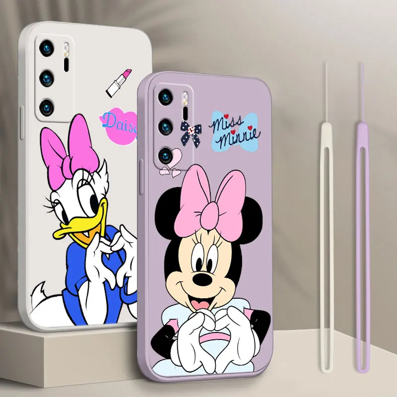 Sevimli Mickey Minnie Papatya telefon kılıfı OPPO Bulmak İçin X5 X3 X2 Lite Pro Neo A96 A94 A93 A77 A76 A74 A73 Sıvı Halat Funda Kapak Yumuşak