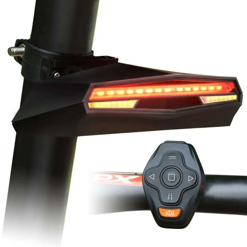 Su geçirmez bisiklet ışıkları bisiklet bisiklet arka led arka lambası kablosuz USB Uzaktan kumanda Dönüş sinyalleri lazer bisiklet aksesuarları