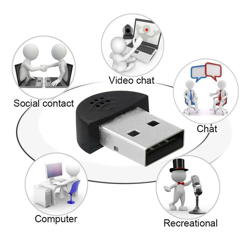 Taşınabilir Mini USB 2 0 mikrofon ses adaptörü sürücüsüz mikrofon dizüstü dizüstü PC için