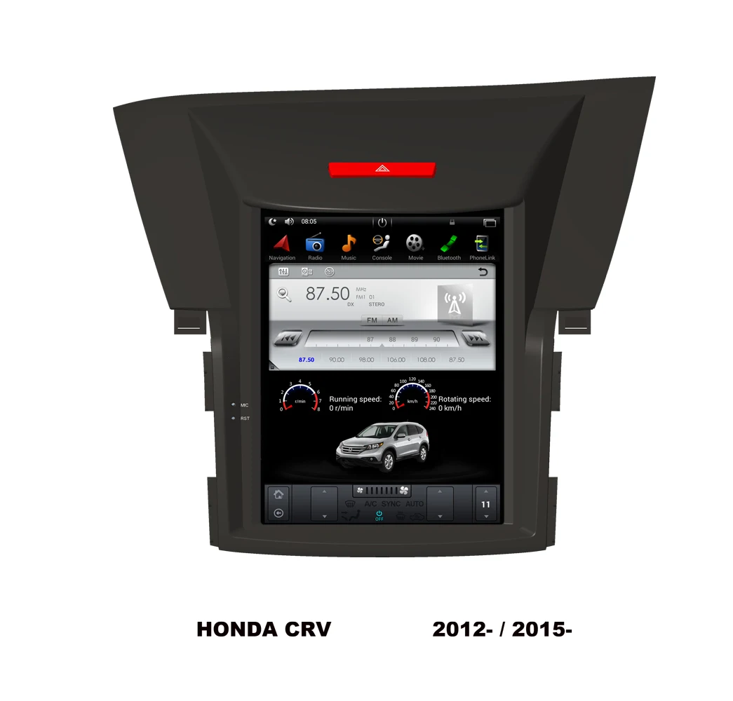 Tesla Tarzı Android 9.0 Araba GPS Navigasyon HONDA CRV İçin 2012-/2015- Otomobil radyosu Multimedya Oynatıcı BT WiFi Ayna Bağlantısı