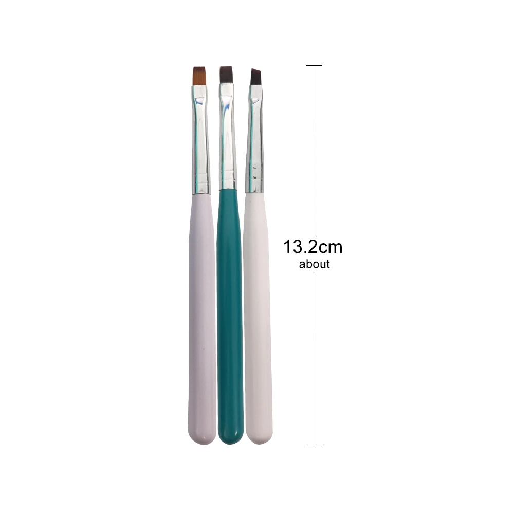 Tırnak Fırçası 3 Renk Oval ve Düz UV Jel Tırnak Fırçası Seti akrilik tutamak Profesyonel Tırnak Sanat Araçları