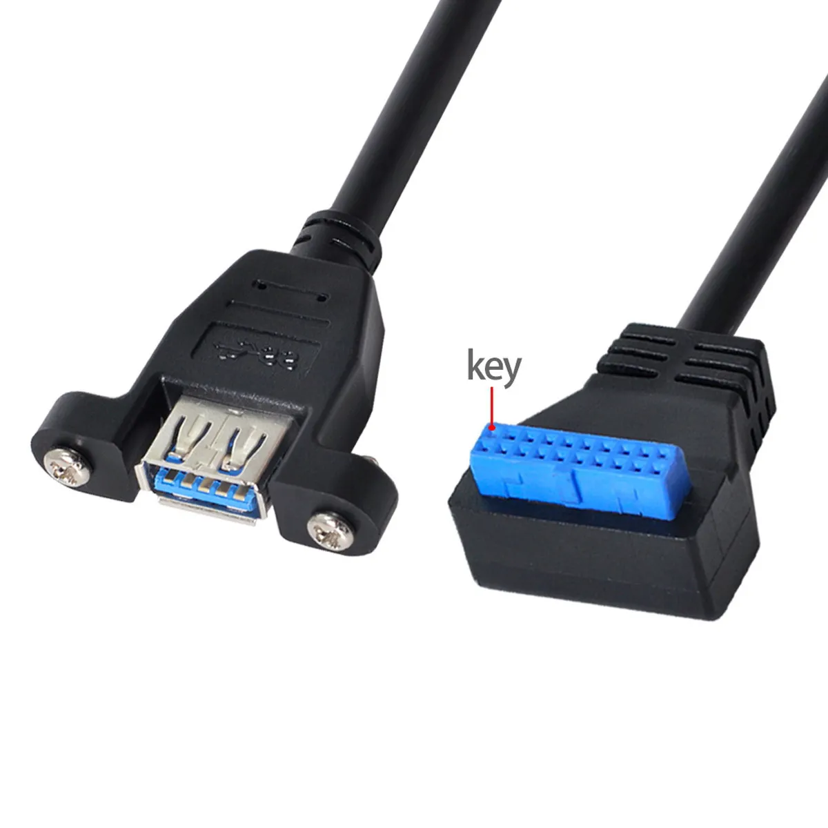 USB 3.0 Tek Bağlantı Noktalı A Dişi vidalı bağlantı Tipi Aşağı Açılı Anakart 20pin