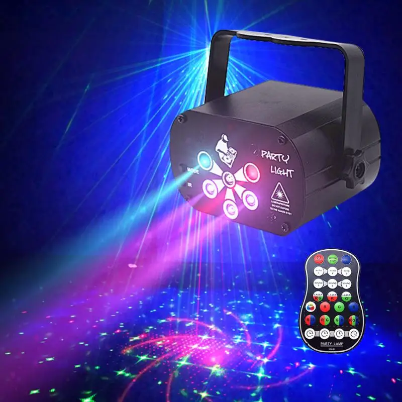 USB şarj edilebilir led lamba lazer projektör ışık 60/120 desenler sahne ışık RGB UV parti disko ışık düğün parti doğum günü partisi için