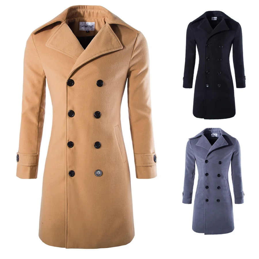 Y038 Yeni Moda high-end Sonbahar ve Kış Erkek Giyim Trençkot yün Palto uzun Kruvaze Karışımları Ceket