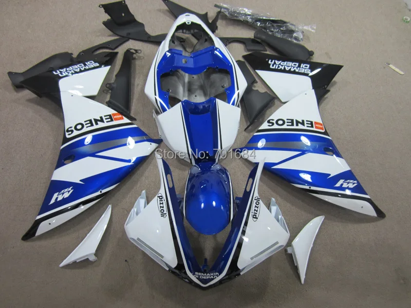 Yeni Gelmesi Mavi + Beyaz UV Boya Kaporta Fairing ABS Enjeksiyon Kalıp Yamaha YZF R1 2009-2011 (16) [CK1240]