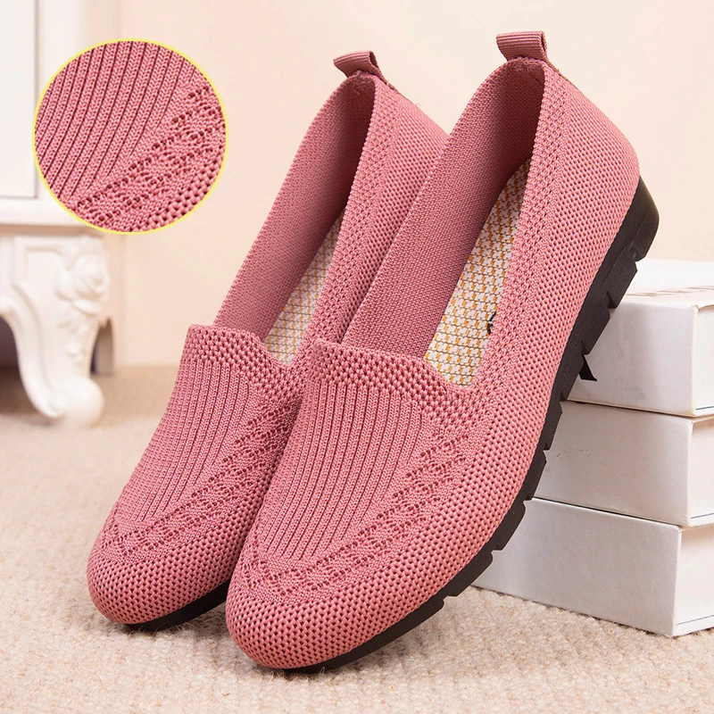 Yeni rahat ayakkabılar kadın Örgü Nefes düz ayakkabı üzerinde Kayma Bayanlar Loafer'lar Rahat Hafif Spor Ayakkabı Çorap Kadın Loafer'lar