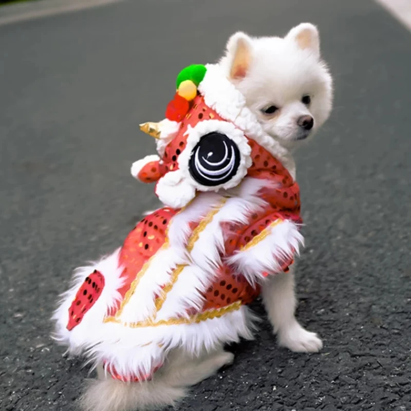 Çin Yeni Yılı Köpek Giysileri Tang Takım Elbise Sıcak Kış Köpek Ceket Ceket Komik Pet Giyim Köpek Pug Fransız Bulldog Corgi Kostüm