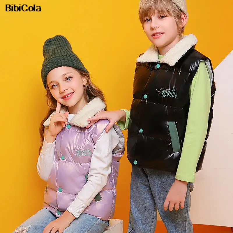 Çocuk Sıcak Yelek Ceket Ceket Sonbahar Çocuk Erkek Kız Kalınlaşmak Polar Giyim Kış Toddler Genç Giyim Mont 2-6 yıl